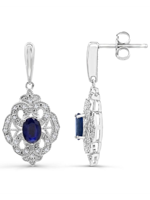 Diamond Sapphire Antique Style Earrings Online Sale