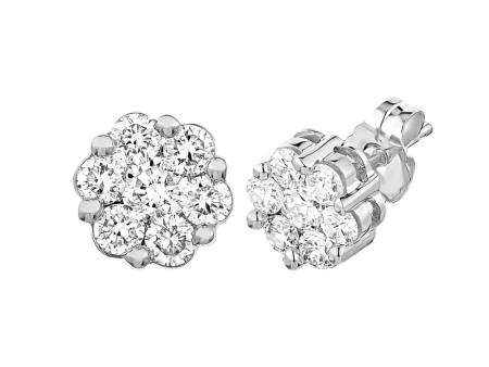 3 4ctw Flower Diamond Cluster Stud Earrings Sale