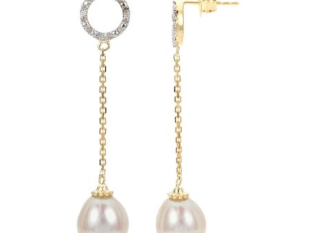 Diamond Freshwater Pearl Drop Earrings Sale