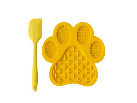 Paw Lick Mat With Spatula - Yellow Fashion