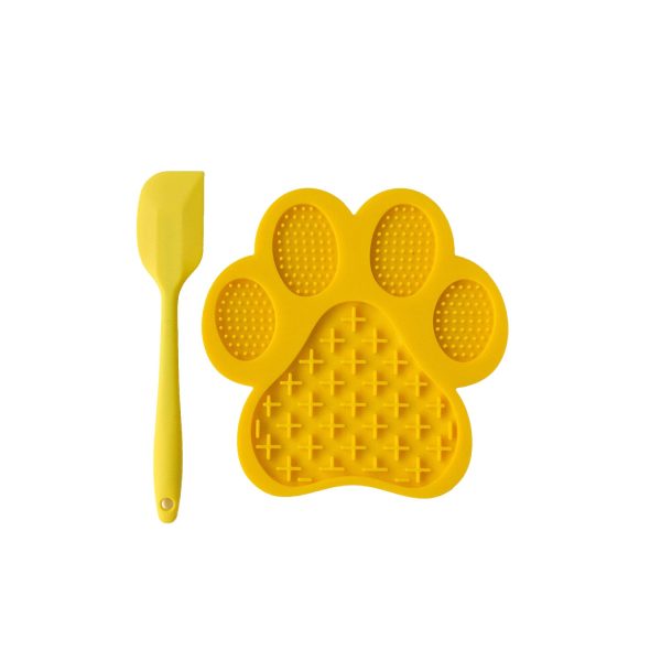 Paw Lick Mat With Spatula - Yellow Fashion