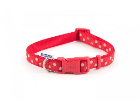 Ancol Vintage Red Polka Dot Nylon Dog Collar Discount