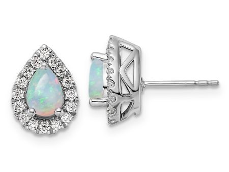 Opal Diamond Halo Earrings For Sale