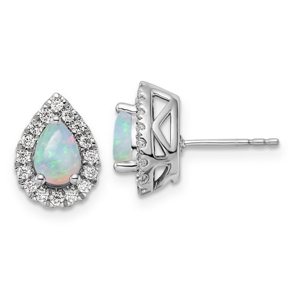 Opal Diamond Halo Earrings For Sale