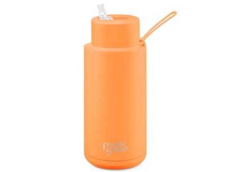 Frank Green Ceramic Reusable Bottle With Straw Lid 1000ml 34oz - Neon Orange Online Sale