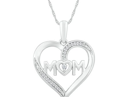 .05ctw Diamond  Mom  Heart Necklace Online now