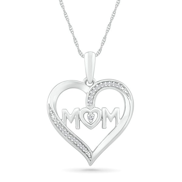 .05ctw Diamond  Mom  Heart Necklace Online now