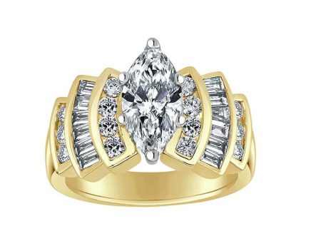 1-1 2ctw Certified Marquise Lab Grown Diamond Engagement Ring For Sale