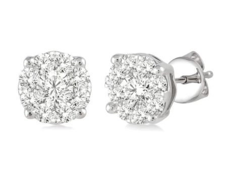 .15ctw Diamond Cluster Stud Earrings For Discount