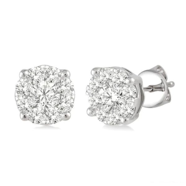 .15ctw Diamond Cluster Stud Earrings For Discount