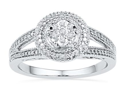 .07ctw Diamond Cluster Ring Hot on Sale