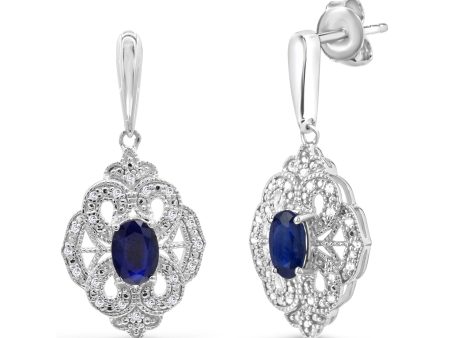 Diamond Sapphire Antique Style Earrings Online Sale