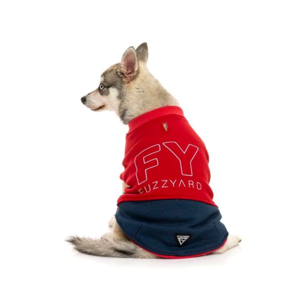 Fuzzyard Track Sweater - Red   Navy Fashion