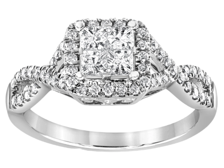 3 4ctw Princessa Diamond Halo Engagement Ring For Discount