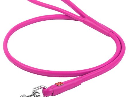 Leather leash for dogs WAUDOG Glamour round pink on Sale