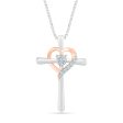 .05ctw Diamond Heart Cross Pendant Cheap