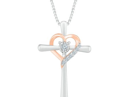 .05ctw Diamond Heart Cross Pendant Cheap