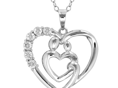 Diamond Mother & Family Heart Pendant Fashion