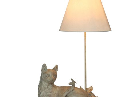 Happy House Cat with Butterfly Beige Lamp For Cheap