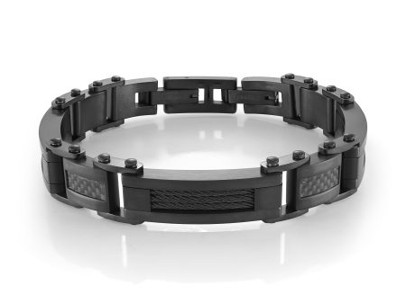 Italgem Men s 8.5  IP Steel Carbon Fiber Cable Bracelet Online Hot Sale