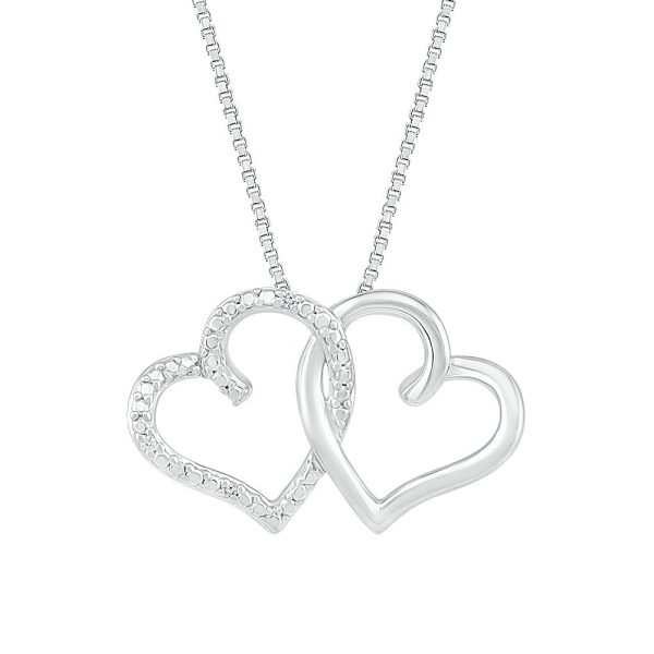 .03ctw Diamond Interlocking Hearts Pendant For Cheap