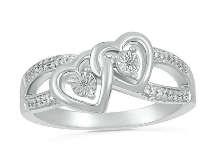 .05ctw Diamond Double Heart Ring For Discount