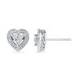 .03ctw Diamond Heart Stud Earrings For Sale