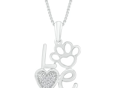 .01ctw Diamond Love Paw Heart Pendant on Sale