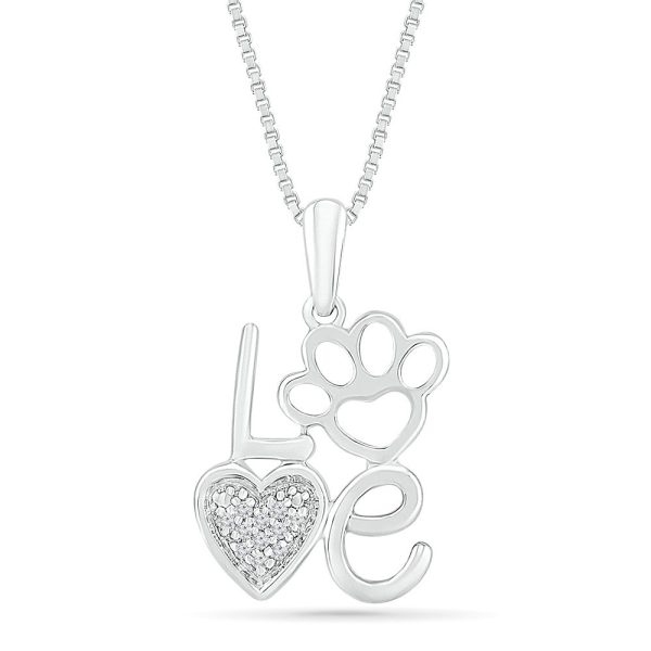 .01ctw Diamond Love Paw Heart Pendant on Sale