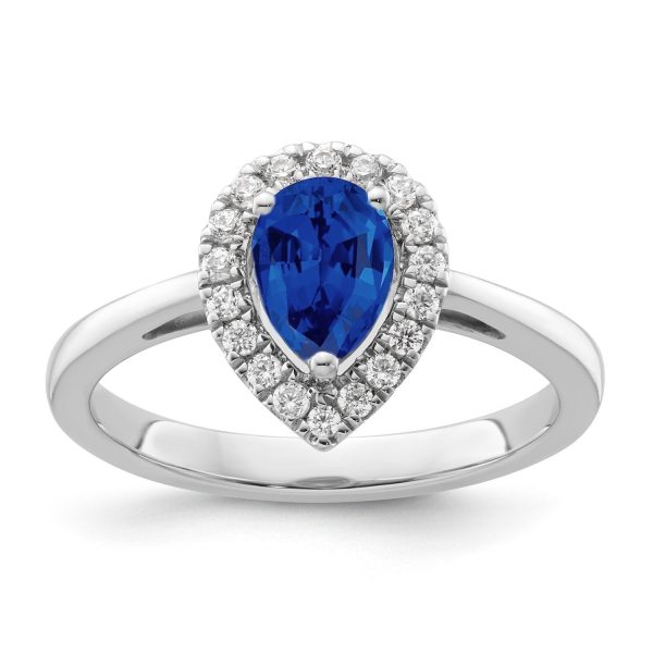 Sapphire Diamond Halo Ring For Sale