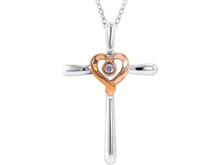 .02ct Diamond Heart Cross Pendant Cheap