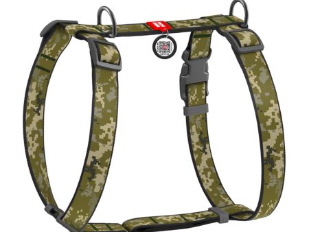 WAUDOG NYLON DOG H-HARNESS WITH QR PET TAG,  MILITARY  DESIGN, PLASTIC FASTEX Supply