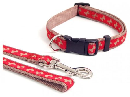 Rosewood Red Beige Bone Dog Collar & Lead Supply