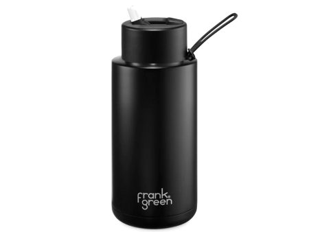 Frank Green Ceramic Reusable Bottle With Straw Lid 1000ml 34oz - Midnight Black For Discount