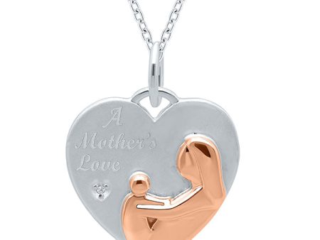 .01ctw Diamond Mother & Child Heart Pendant Cheap