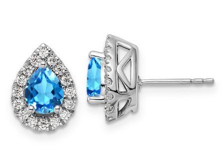 Blue Topaz Diamond Halo Earrings Online Sale