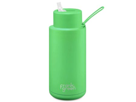 Frank Green Ceramic Reusable Bottle With Straw Lid 1000ml 34oz - Neon Green Discount