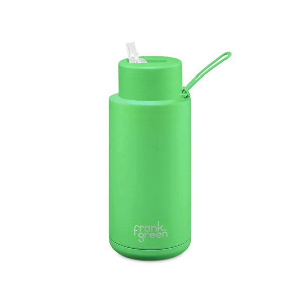 Frank Green Ceramic Reusable Bottle With Straw Lid 1000ml 34oz - Neon Green Discount