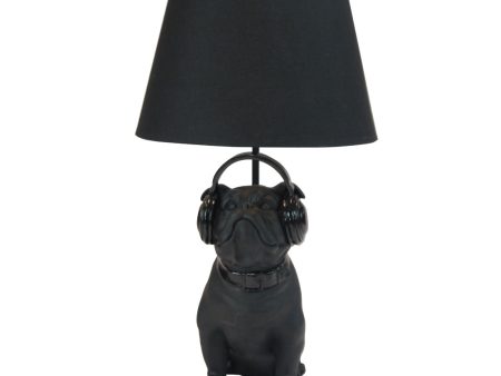 Happy House  Lamp Bulldog with Headphones Black For Cheap