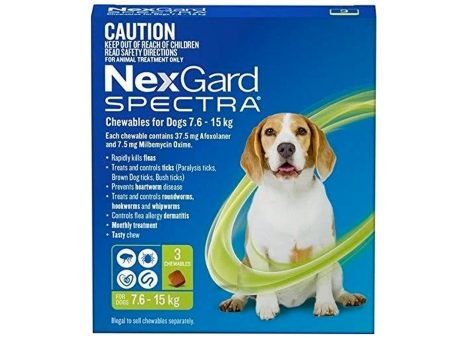 NexGard Spectra - Dogs 7.6-15kg - Tick, Flea, Heartworm, Gut Worms - 3 pack Hot on Sale