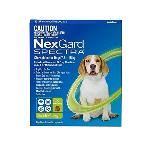 NexGard Spectra - Dogs 7.6-15kg - Tick, Flea, Heartworm, Gut Worms - 3 pack Hot on Sale