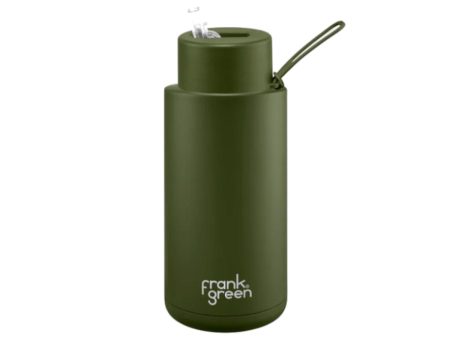 Frank Green Ceramic Reusable Bottle With Straw Lid 1000ml 34oz - Khaki For Discount