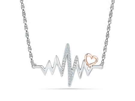 .06ctw Diamond EKG Heart Necklace Hot on Sale