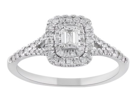 1 2ctw Diamond Double Halo Engagement Ring For Sale