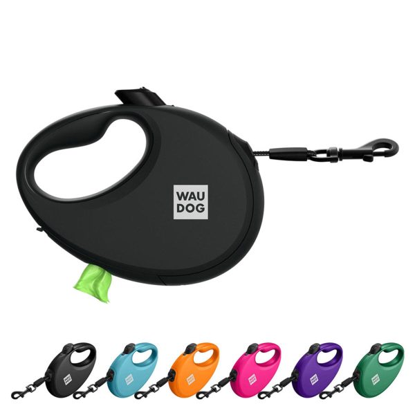 WAUDOG R-LEASH RETRACTABLE DOG LEASH WITH WASTE BAG CONTAINER, REFLECTIVE TAPE For Discount