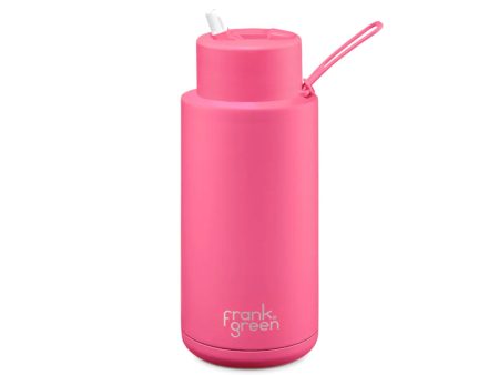 Frank Green Ceramic Reusable Bottle With Straw Lid 1000ml 34oz - Neon Pink Sale