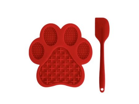 Paw Lick Mat With Spatula - Red Online now