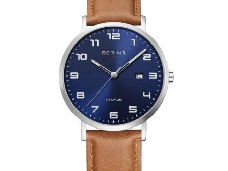 Bering Men s Titanium Blue Dial Watch Online Sale