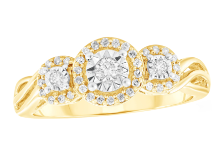 1 4ctw Three Diamond Halo Ring Online now