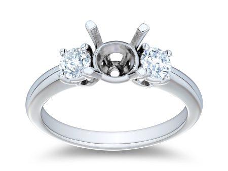 .50ctw Three Stone Semi Mount Platinum Engagement Ring For Discount